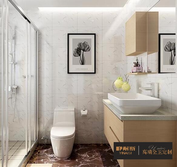 小巧的吊柜，滿足衛(wèi)生間日常收納;設(shè)置隔板，方便洗漱用品擺放。